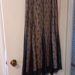 Black Lace Pink Lining Maxi Skirt, 8